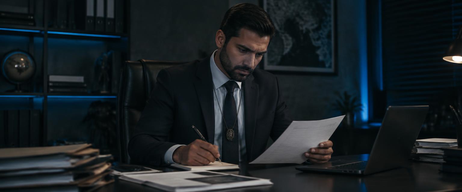 Perito analisando documentos